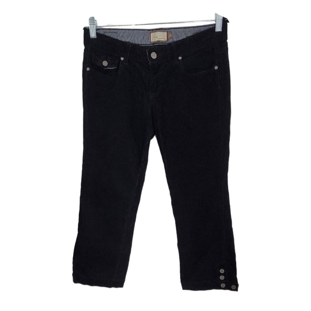 Paige‎ Premium Denim Womens Black Capri Jeans Straight Leg Flap Pockets Size 28